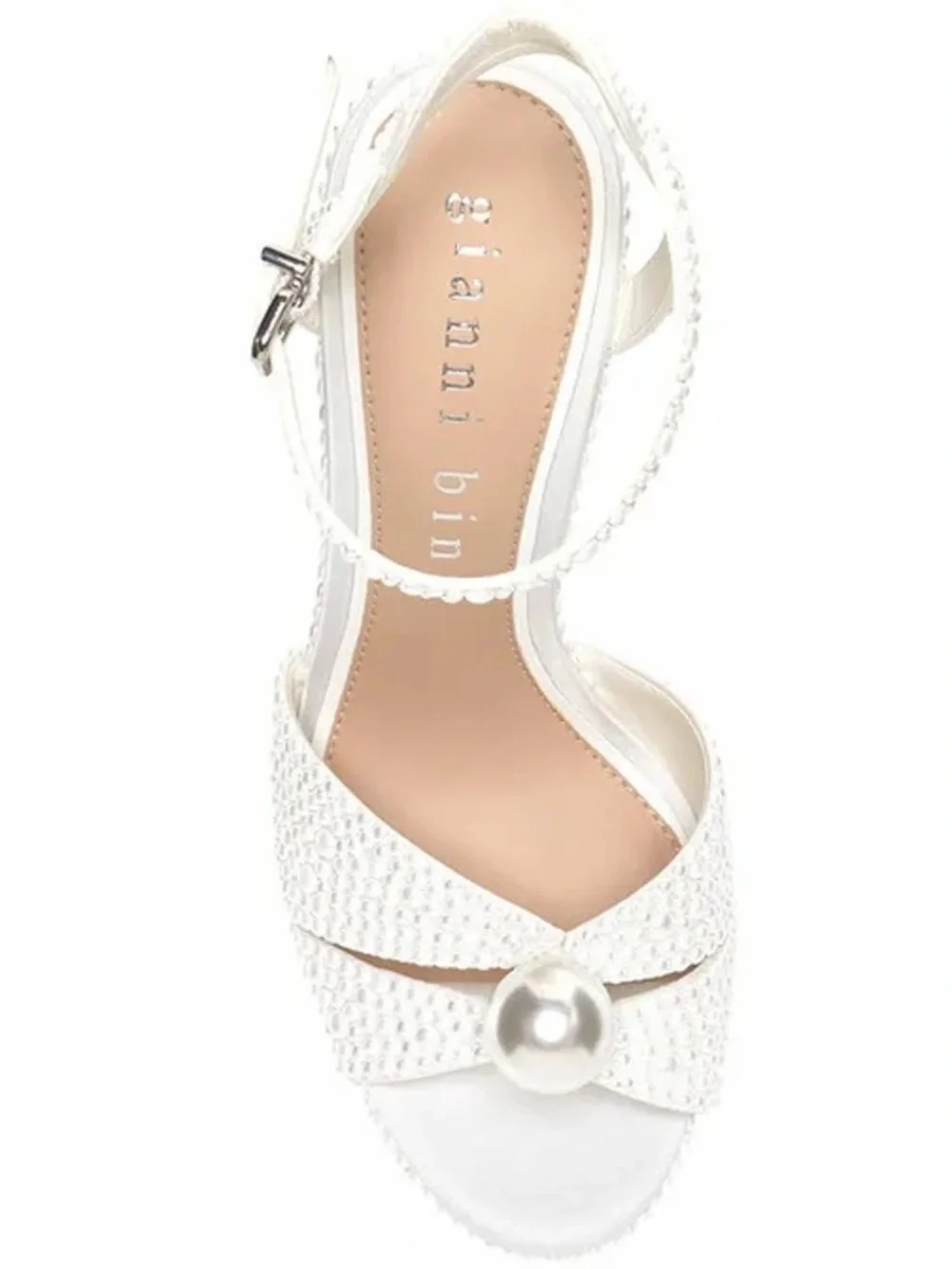 NWT Gianni Bini Kemara Two Open Toe Embellished Pearl Studded Platform Sandals